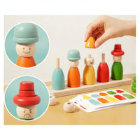 Early Learning Child-Centered Toy with Cards Educational Wooden Color Matching Game Smooth Color Matching Toy Logical Thinking for Preschoolers