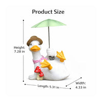 Duck Statue with Umbrella Lightweight Duck Sculpture Holding Umbrella for Patio