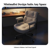 Reclining Function Upholstered Swivel Chair Adjustable Height Upholstered Rolling Armchair Comfortable Cushioning Seating Furniture Ergonomic Design for Home Users, Office Workers, Students, Study Room, Bedroom