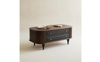 Vintage-Style Coffee Table with Drawers Solid Wood Rectangular Coffee Table Sturdy Furniture Stable for Living Room, Apartment