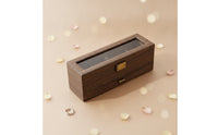 6-Slot Watch Display Case with Glass Lid Tabletop Watch Box with Drawer Clear Jewelry Drawer Organizer Safeguarding for Boutique