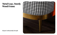 Houndstooth Armchair Nordic Design Upholstered Accent Armchair Retro Design Easy Assembly for Readers, Living Room