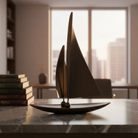 Modern Metal Sailboat Ornament Artistic Design Tabletop Sculpture for Showroom
