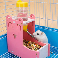 Bite-Resistant Hamster Bottle and Food Bowl, Hamster Water Bottle with Stand, Happy Face Hamster Water Bottle, for Hamsters and Hedgehogs, 13cm