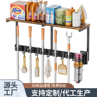 跨境扫把扫帚清洁工具墙壁固定悬挂扫把层架顶层板可放置