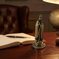 Tabletop Antique Metal Figurine Embossed Detailing Robed Figurine Small Ornate Base Statue for Desk, Office, Car