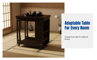 Movable Coffee Table, Hardwood Folding Side Table, Multi-Functional Living Room Furniture, Space-Saving, For Adults