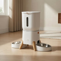 Automatic Cat Feeder with Dual Stainless Steel Bowls Smart Automatic Cat Feeder with App Control Easy to Clean for Cats and Dogs, Busy Owners, Home