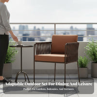 Woven Armchair and Table Set the manufacturerather-Resistant Woven Armchair Set Comfortable Thick paddings for Adults
