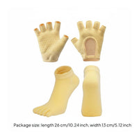 Non-Slip Pilates Socks and Gloves Non-Slip Stretching Gloves and grip Socks Set Breathable Exercise Accessories for Women, Yogis, Gym