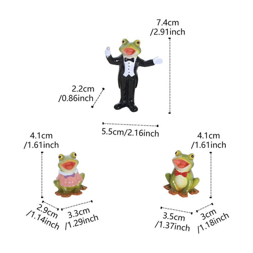 3 Pieces Frog Choir Statue Whimsical Design Vocalizing Frog Figurine Set Cute Animal Garden Ornament Decoration for Gardeners, Patio, Desktop