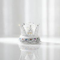 Faceted Crown Band Box Ornate Band Box with Clear Lid Compact Display Case with Clear Lid for Proposal, Wedding, Valentine's Day