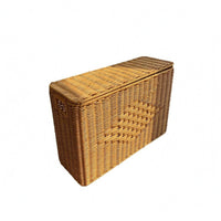 Wicker Storage Basket with Lid Breathable Home Organizer Rustic Charm