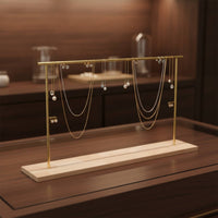 Jewelry Display Stand Tabletop Necklace Display Stand Jewelry Organizer with Wooden Base Metal for Jewelers, Boutique