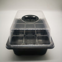 12-Cell Plastic Seedling Starter Trays with Humidity Dome - 3-Pack