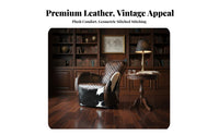 Leather Cradled Chair Vintage Aesthetic Armchair Designer Model Exquisite Stitching for Adults, Lounge Area, Perusing Corner