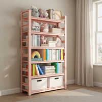 Pink Floor Bookshelf Modern Design Pink Kids Bookshelf Anti-Slip Feet for Girls