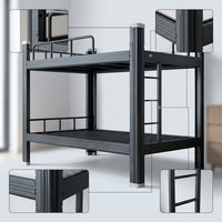 Iron Bunk Bed Double-Layer Metal Bunk Bed Space-Saving Furniture for Students, Roommates, Student Apartments, Worker Housing, Shared Bedrooms