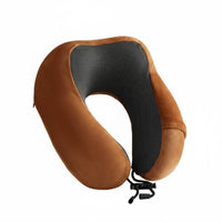 Soft Cover Memory Foam Neck Pillow Textured Panel U-Shaped Neck Pillow Drawstring Cord