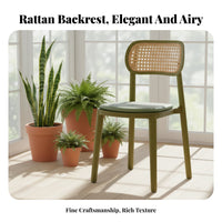 Cane-Back Side Chair Stackable Indoor Seating Curved Backrest for Home Office