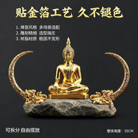 Thai Style Resin Buddha Statue Pair with Gold Foil