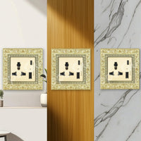Decorative Socket with Faceplate Vintage Three-Pin Socket Retro Outlet Panel Ornate for Living Room, Bedroom, Hotel, Cafe