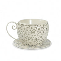 Metal Planter with Saucer Elegant Decorative Flower Pot Long-Lasting