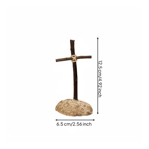 Wood Cross Model Handmade Look Miniature Ornament for Table Display