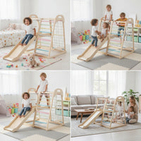 Climbing Frame with Slide Educational Indoor Playground with Slide Compact Wooden Activity Gym for Young Children, Children, Playroom, Nursery