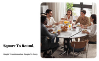 DoubleShape Square-to-Round Extendable Table Expandable Design transformable Dining Table Space-Saving Household Furniture scuffResistant Top for Apartment Dwellers, Families, Homeowners, Small Apartments, Family Gatherings, Kitchen, Living Room