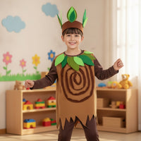 Three-Piece Tree Costume with Headpiece Leafy Tree Costume Long-Sleeve Apparel for Children, Halloween