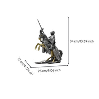 Knight on Horse Statue Metallic-Finish Sculpture Collectible for Bookshelf
