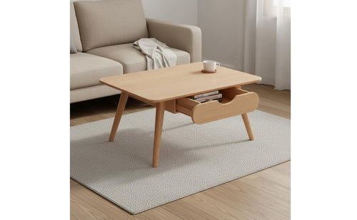 Minimalist Design Solid Wood Tea Table Sturdy Rectangular Coffee Table Easy to Clean Living Room Furniture for Small Apartment