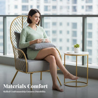 Soft Fabric Upholstery Highspine Barrel Chair Modern Minimalist design Plush Single-Person Sofa Thickly Padded Indoor Furniture Ergonomic Design for Office Workers, Interior Designers, Balcony, Reception Area, perusing corner, Living Room