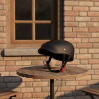 Half Shell Helmet with Goggles and Mask Retro Motorcycle Half Helmet Matte Black Quick-Release for Motorcyclists, City Commuting