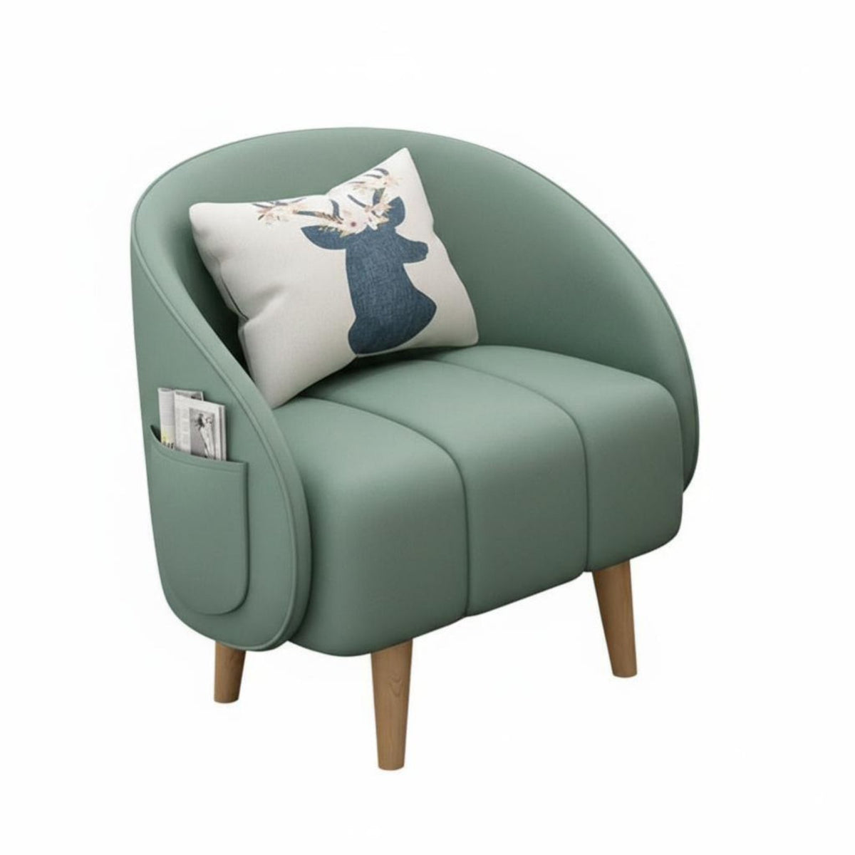 Upholstered Tub Armchair Minimalist Design Lounge Chair Ergonomic Spine Rest High-Density Padding for Reception Area, Balcony