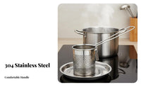 With Hook Hot Pot Strainer Basket Long Handle Pasta Cooking Basket Heat Resistant Stainless Steel Mesh Colander Rust Proof for Home Cooks, Families, Foodies, Restaurant