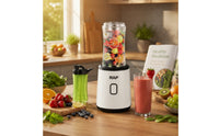 One-Button Blender with Portable Cup Compact Blender with to-Go Cups Ice-Crushing Smoothie Maker Chilled for Commuters