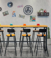 Industrial Style Solid Wood Bar Table for Cafes and Restaurants, Tall Dining Table Set