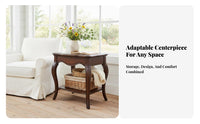 Multi-Tier End Table Sturdy Construction Two-Tier Cabriole Leg Table for Bedroom