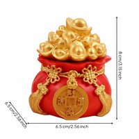 Wealth Pouch Figurine Feng Shui Golden Ingot Statue Auspicious Prosperity Medallion Ornament for Garden
