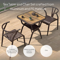 Balcony Tea Set, Aluminum Wicker, Modern Outdoor Furniture