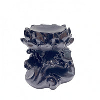 Black Crystal Ball Stand Glossy Crystal Ball Holder Carved Lotus Stand Layered Petal for Tabletop