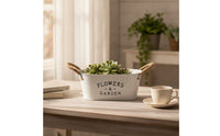 Farmhouse Metal Planter with Rope Handles Tabletop Bucket Planter Lightweight Container Portable for Desk