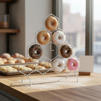 European Design Donut Stand Stereoscopic Presentation Donut Display Rack Food Grade Wrought Iron Pastry Stand Large Capacity for Bakers, Caterers, Wedding, Shop Window
