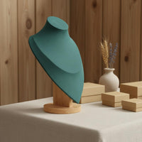 Velvet Jewelry Display Solid Wood Base Necklace Display Bust Elegant Design Velvet Necklace Bust for Boutique Owners, Product Photography, Craft Shows