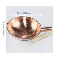 Long Handle Wok Copper Wok Easy to Grip Thick Copper Frying Pan for Household