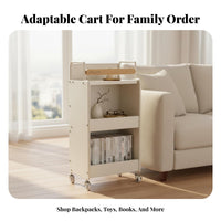 Multi-Tier Storage Trolley Movable with casters Tiered Rolling Shelf for Students