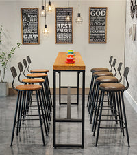 Industrial Style Solid Wood Bar Table for Cafes and Restaurants, Tall Dining Table Set