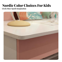 Kids Desk and Chair Set Spacious Desktop children's Writing Table with Chair Sturdy Homework Desk with Bookshelf for Girls, Boys, Bedroom, Home